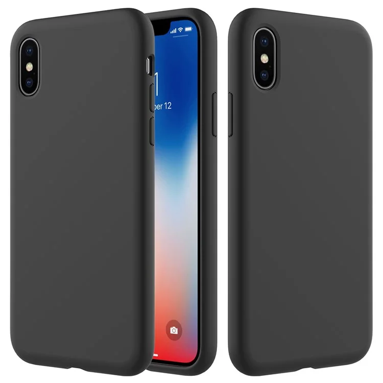 Edge Wrapped Liquid Silicone Case for iPhone XS Max 6.5 inch - Black-Cellmalls