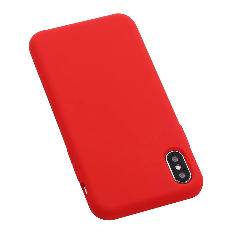 For iPhone XS 5.8 inch Good Protection Anti-scratch Edge Wrapped Liquid Silicone Case Soft Smartphone Cover Shell - Red-Cellmalls