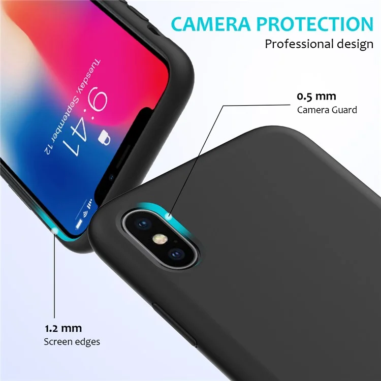 Edge Wrapped Liquid Silicone Case for iPhone XS Max 6.5 inch - Black-Cellmalls