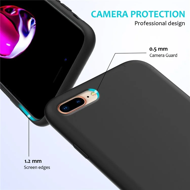 Edge Wrapped Liquid Silicone Mobile Case for iPhone 8 Plus / 7 Plus - Black-Cellmalls