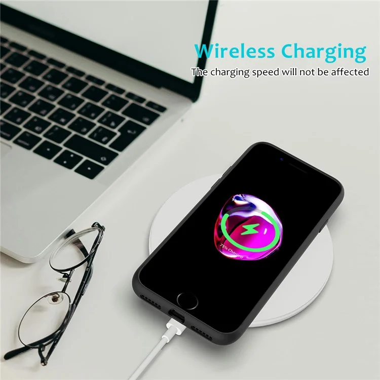 Edge Wrapped Liquid Silicone Mobile Case for iPhone 8 Plus / 7 Plus - Black-Cellmalls