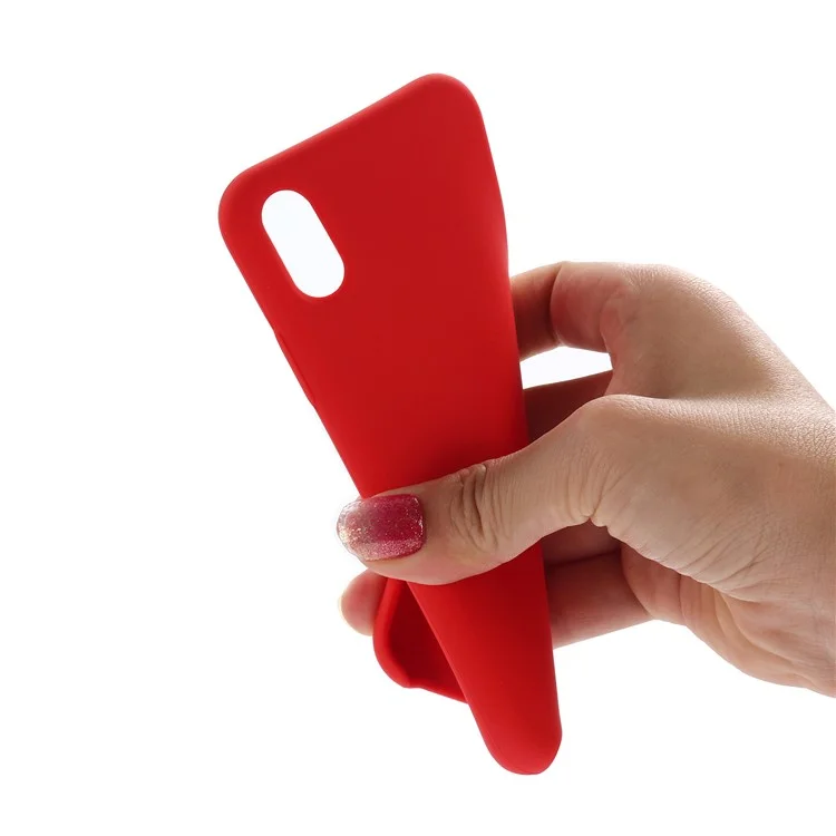 For iPhone XS 5.8 inch Good Protection Anti-scratch Edge Wrapped Liquid Silicone Case Soft Smartphone Cover Shell - Red-Cellmalls