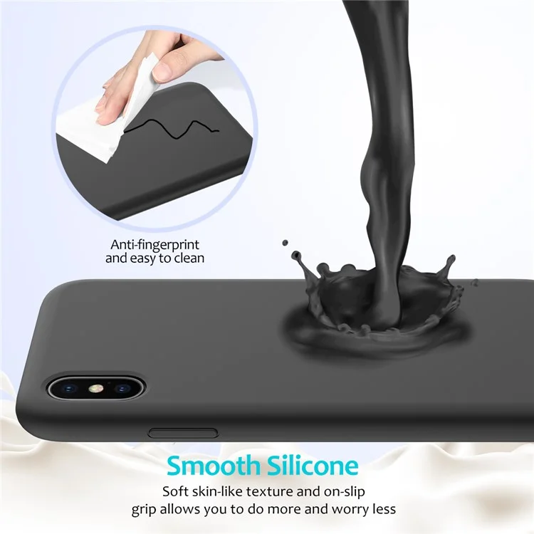 Edge Wrapped Liquid Silicone Case for iPhone XS Max 6.5 inch - Black-Cellmalls