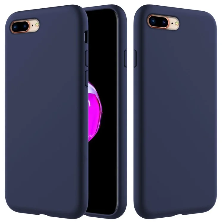 Edge Wrapped Liquid Silicone Mobile Case for iPhone 8 Plus / 7 Plus - Black-Cellmalls