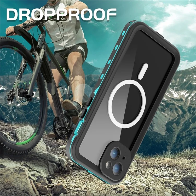 REDPEPPER Dot+ Series For iPhone 15 Phone Case Compatible with MagSafe IP68 Waterproof Clear Phone Cover - Blue-Cellmalls