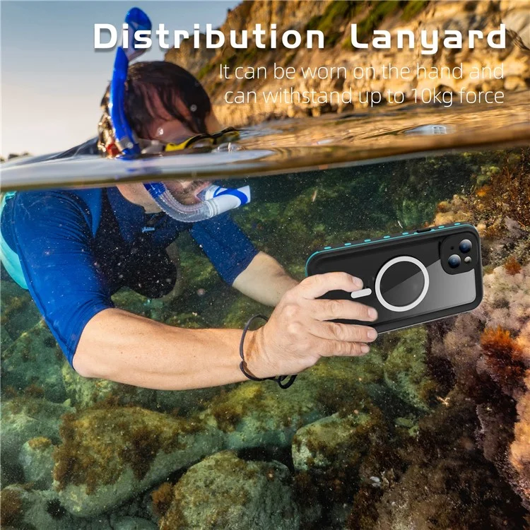 REDPEPPER Dot+ Series For iPhone 15 Plus Phone Case Compatible with MagSafe IP68 Waterproof Clear Phone Cover - Blue-Cellmalls