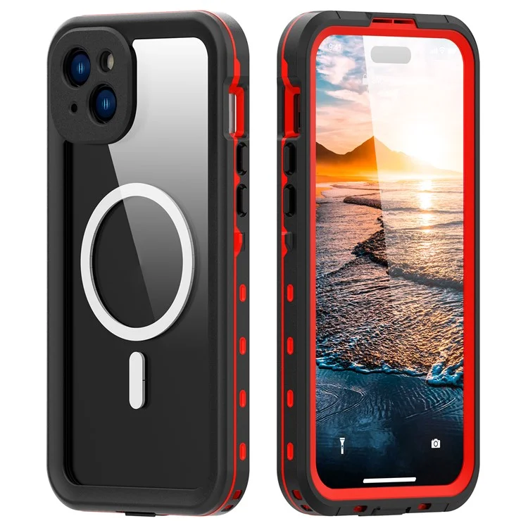 REDPEPPER Dot+ Series For iPhone 15 Plus Phone Case Compatible with MagSafe IP68 Waterproof Clear Phone Cover - Blue-Cellmalls