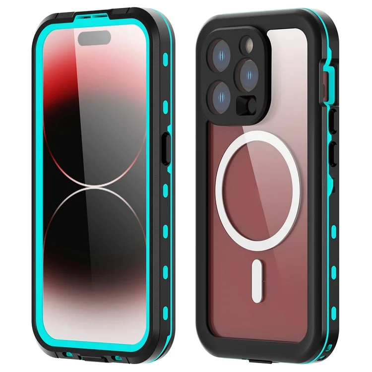 REDPEPPER Dot+ Series For iPhone 15 Pro Phone Case Compatible with MagSafe IP68 Waterproof Clear Phone Cover - Blue-Cellmalls