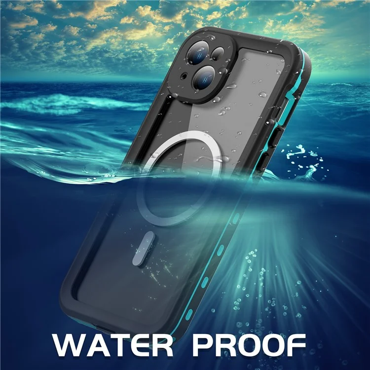 REDPEPPER Dot+ Series For iPhone 15 Plus Phone Case Compatible with MagSafe IP68 Waterproof Clear Phone Cover - Blue-Cellmalls