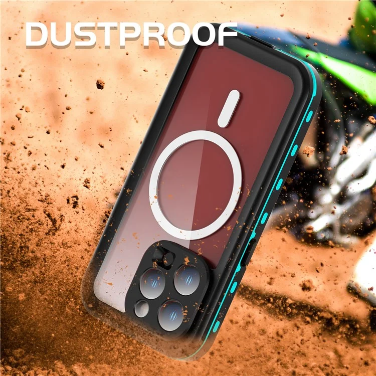 REDPEPPER Dot+ Series For iPhone 15 Pro Phone Case Compatible with MagSafe IP68 Waterproof Clear Phone Cover - Blue-Cellmalls