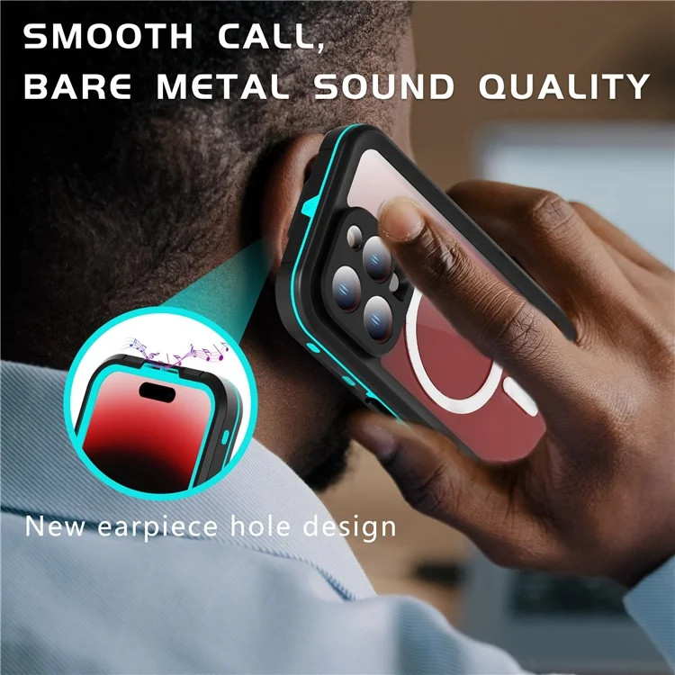 REDPEPPER Dot+ Series For iPhone 15 Pro Phone Case Compatible with MagSafe IP68 Waterproof Clear Phone Cover - Blue-Cellmalls