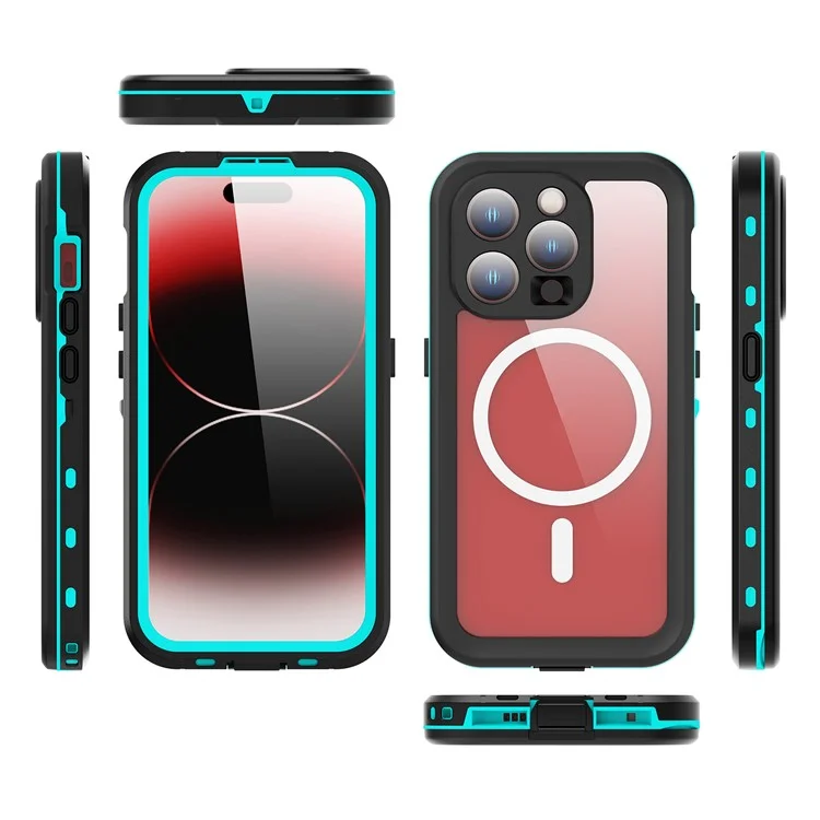 REDPEPPER Dot+ Series For iPhone 15 Pro Phone Case Compatible with MagSafe IP68 Waterproof Clear Phone Cover - Blue-Cellmalls