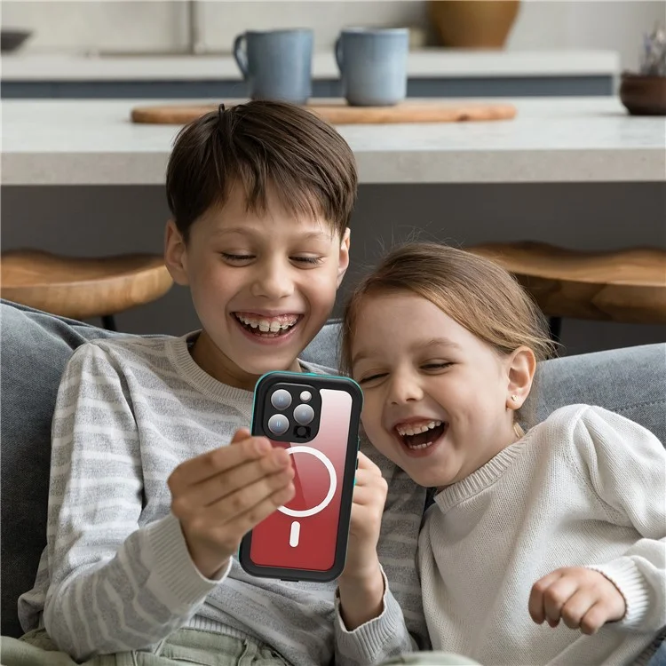 REDPEPPER Dot+ Series For iPhone 15 Pro Phone Case Compatible with MagSafe IP68 Waterproof Clear Phone Cover - Blue-Cellmalls