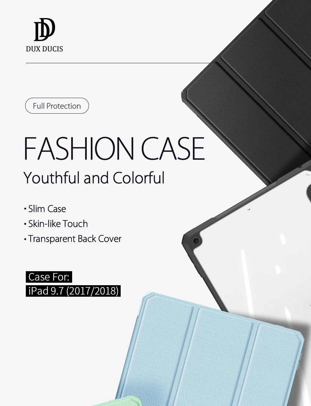 DUX DUCIS TOBY Series Tri-fold Leather Stand Tablet Case with Auto Sleep / Wake for iPad 9.7-inch (2017)/(2018) - Black-Cellmalls