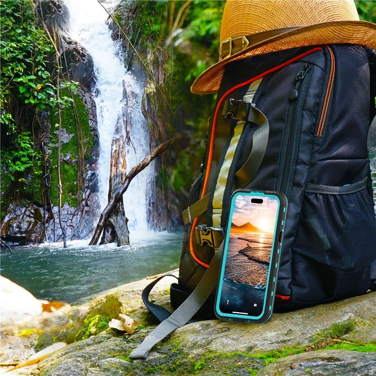 REDPEPPER Dot+ Series For iPhone 15 Phone Case Compatible with MagSafe IP68 Waterproof Clear Phone Cover - Blue-Cellmalls