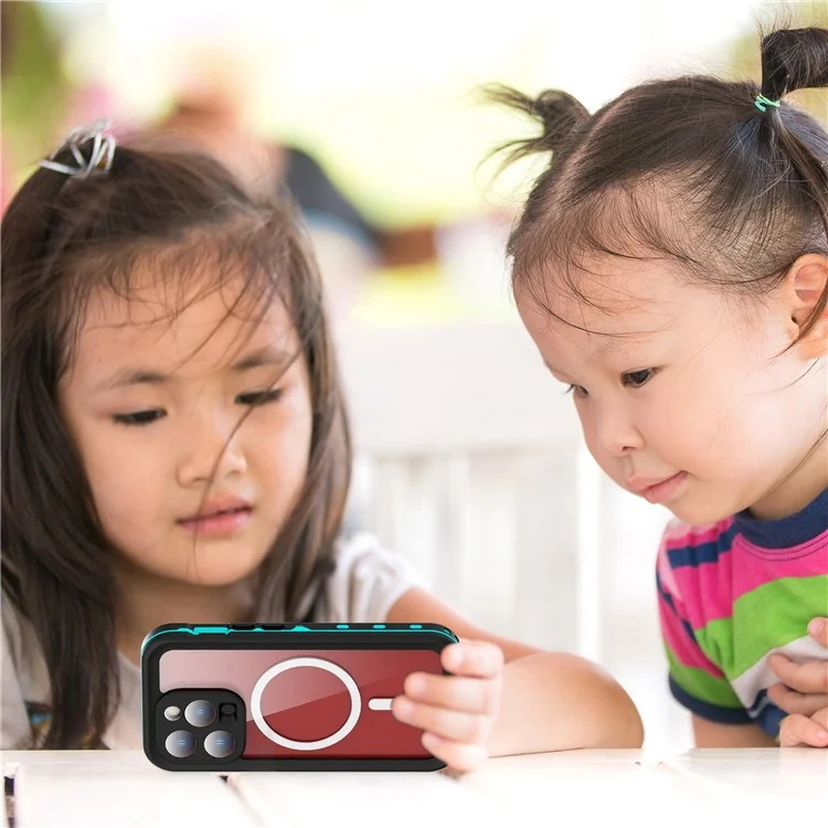 REDPEPPER Dot+ Series For iPhone 15 Pro Phone Case Compatible with MagSafe IP68 Waterproof Clear Phone Cover - Blue-Cellmalls