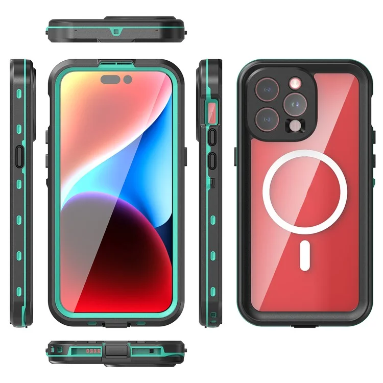 REDPEPPER Dot+ Series For iPhone 15 Pro Max Phone Case Compatible with MagSafe IP68 Waterproof Clear Phone Cover - Blue-Cellmalls