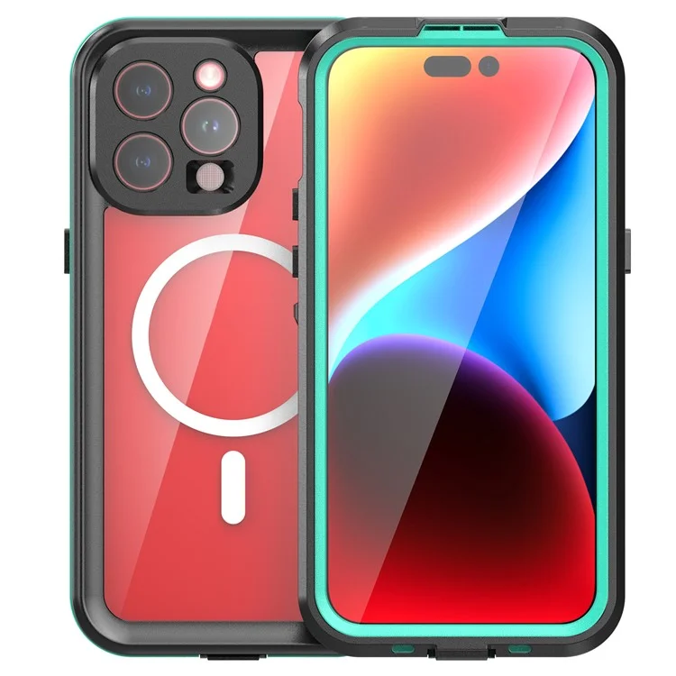 REDPEPPER Dot+ Series For iPhone 15 Pro Max Phone Case Compatible with MagSafe IP68 Waterproof Clear Phone Cover - Blue-Cellmalls