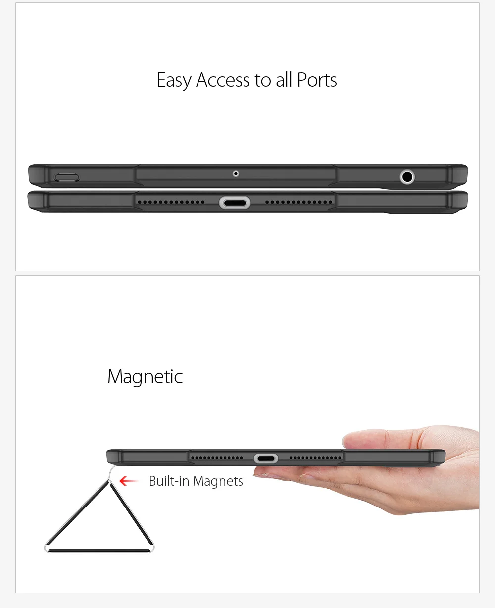 DUX DUCIS TOBY Series Tri-fold Leather Stand Tablet Case with Auto Sleep / Wake for iPad 9.7-inch (2017)/(2018) - Black-Cellmalls