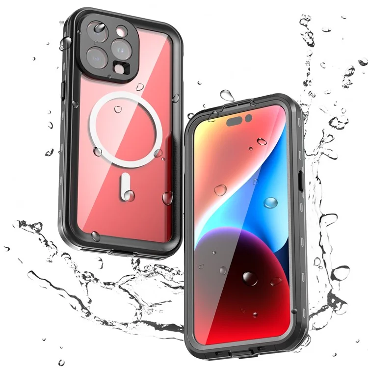 REDPEPPER Dot+ Series For iPhone 15 Pro Max Phone Case Compatible with MagSafe IP68 Waterproof Clear Phone Cover - Blue-Cellmalls