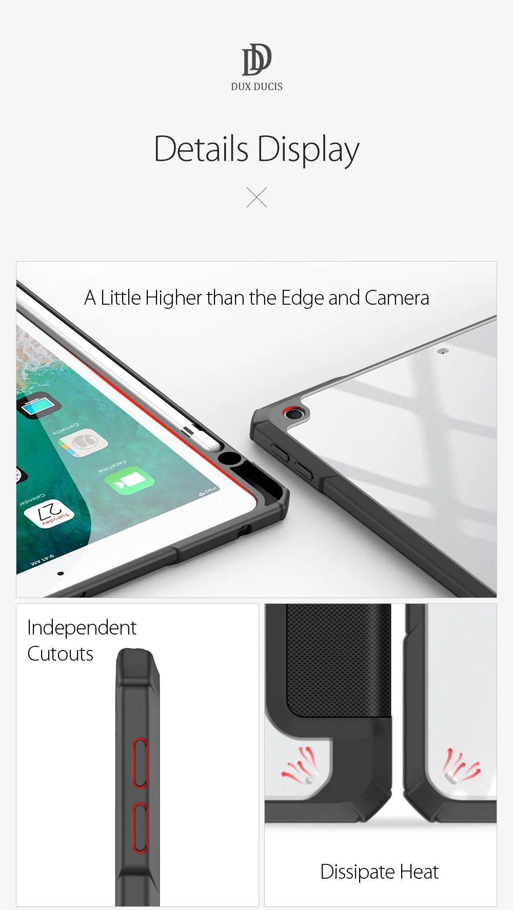 DUX DUCIS TOBY Series Tri-fold Leather Stand Tablet Case with Auto Sleep / Wake for iPad 9.7-inch (2017)/(2018) - Black-Cellmalls