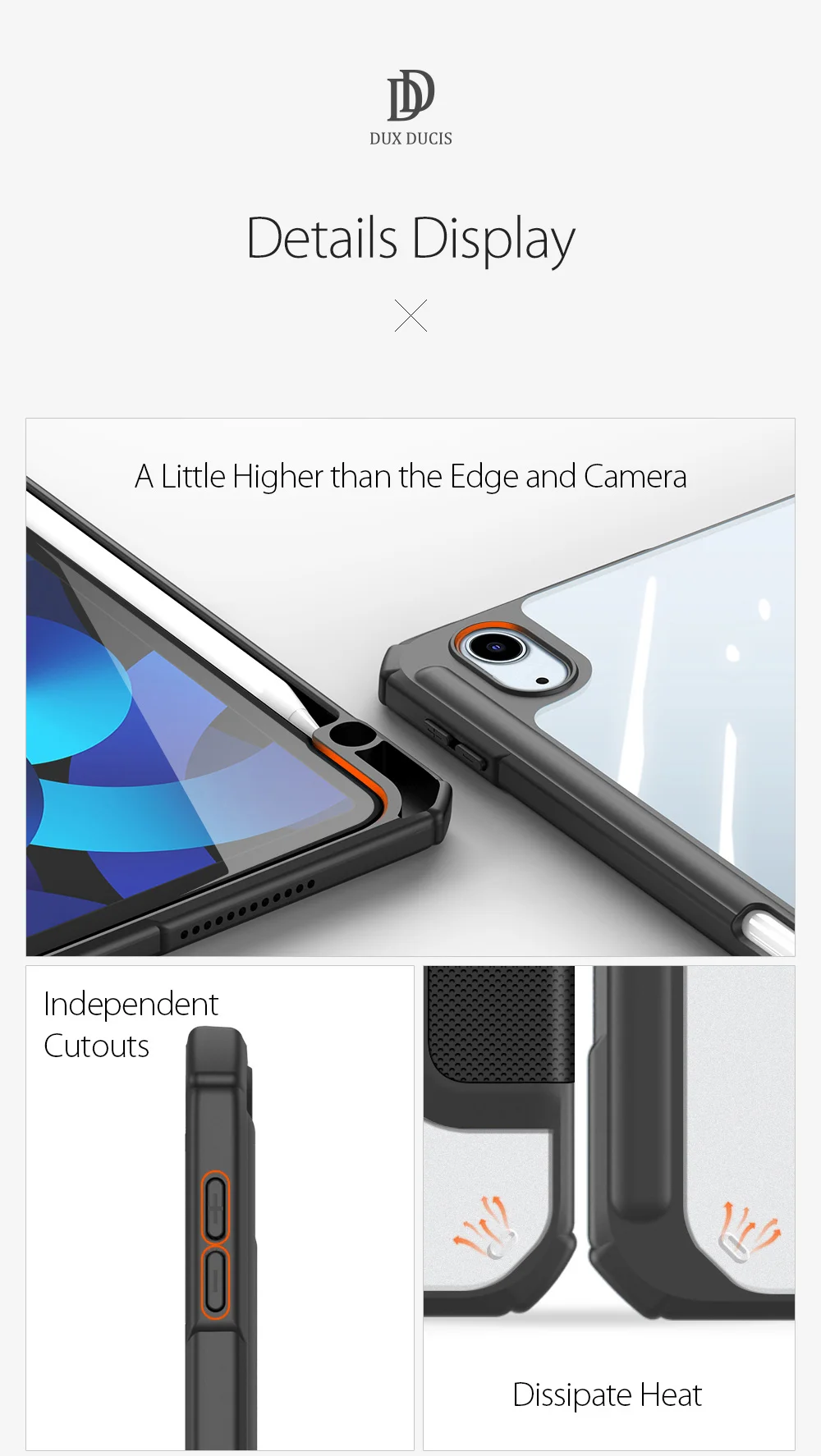 DUX DUCIS TOBY Series Leather Tri-Fold Cover Stand Case for iPad Air 11 (2025) / (2024) / Air (2020) / Air (2022) - Black-Cellmalls