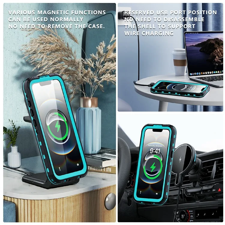 REDPEPPER Dot+ Series For iPhone 16e Phone Case Compatible with MagSafe IP68 Waterproof Clear Phone Cover - Blue-Cellmalls