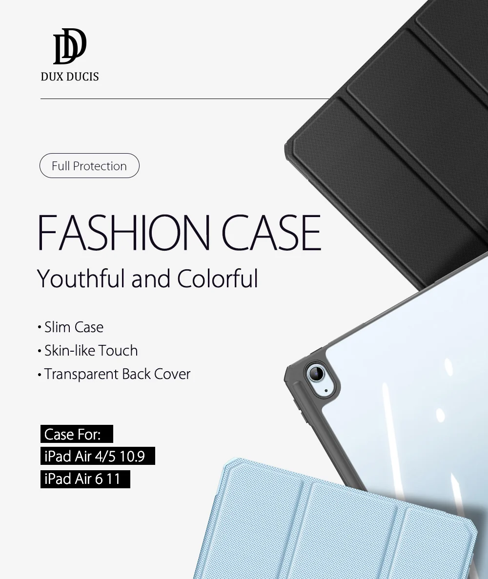 DUX DUCIS TOBY Series Leather Tri-Fold Cover Stand Case for iPad Air 11 (2025) / (2024) / Air (2020) / Air (2022) - Black-Cellmalls