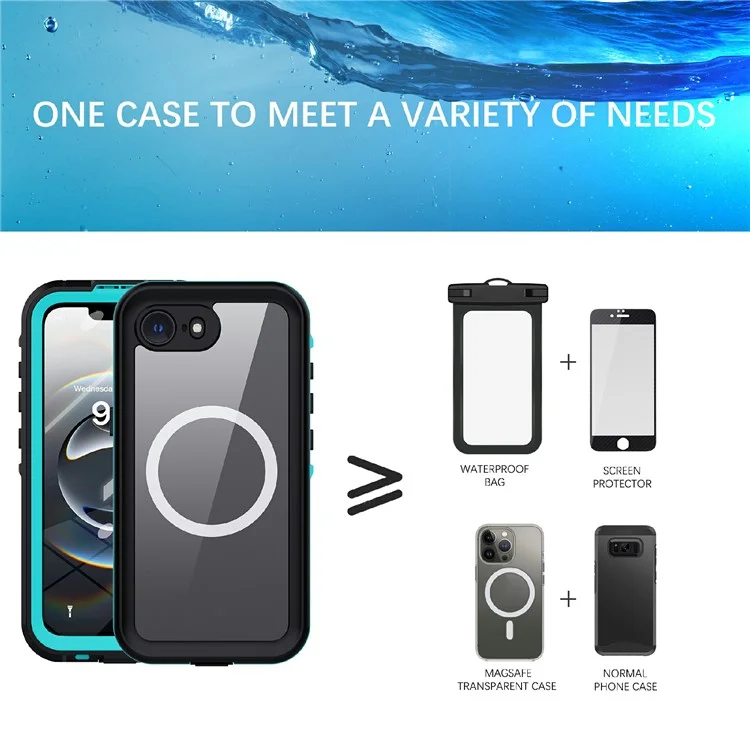 REDPEPPER Dot+ Series For iPhone 16e Phone Case Compatible with MagSafe IP68 Waterproof Clear Phone Cover - Blue-Cellmalls