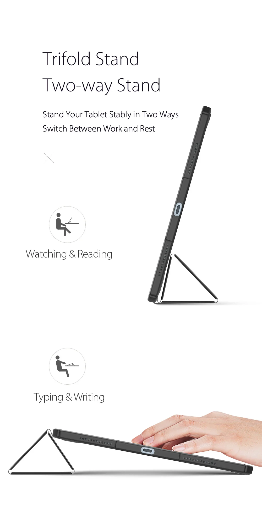 DUX DUCIS TOBY Series Leather Tri-Fold Cover Stand Case for iPad Air 11 (2025) / (2024) / Air (2020) / Air (2022) - Black-Cellmalls