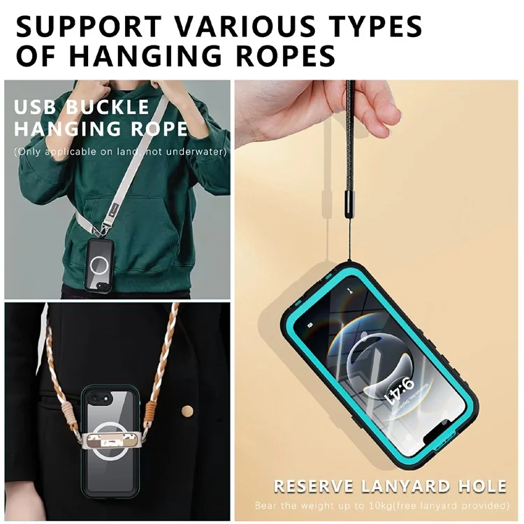 REDPEPPER Dot+ Series For iPhone 16e Phone Case Compatible with MagSafe IP68 Waterproof Clear Phone Cover - Blue-Cellmalls