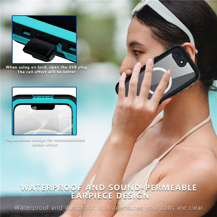 REDPEPPER Dot+ Series For iPhone 16e Phone Case Compatible with MagSafe IP68 Waterproof Clear Phone Cover - Blue-Cellmalls