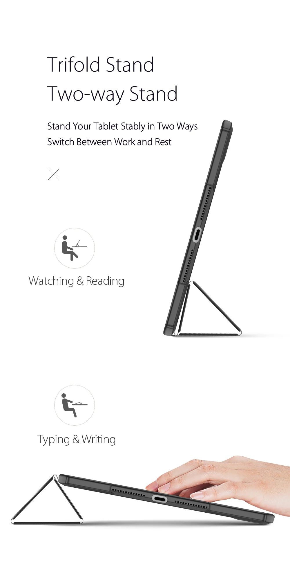 DUX DUCIS TOBY Series Tri-fold Leather Stand Tablet Case with Auto Sleep / Wake for iPad 9.7-inch (2017)/(2018) - Black-Cellmalls