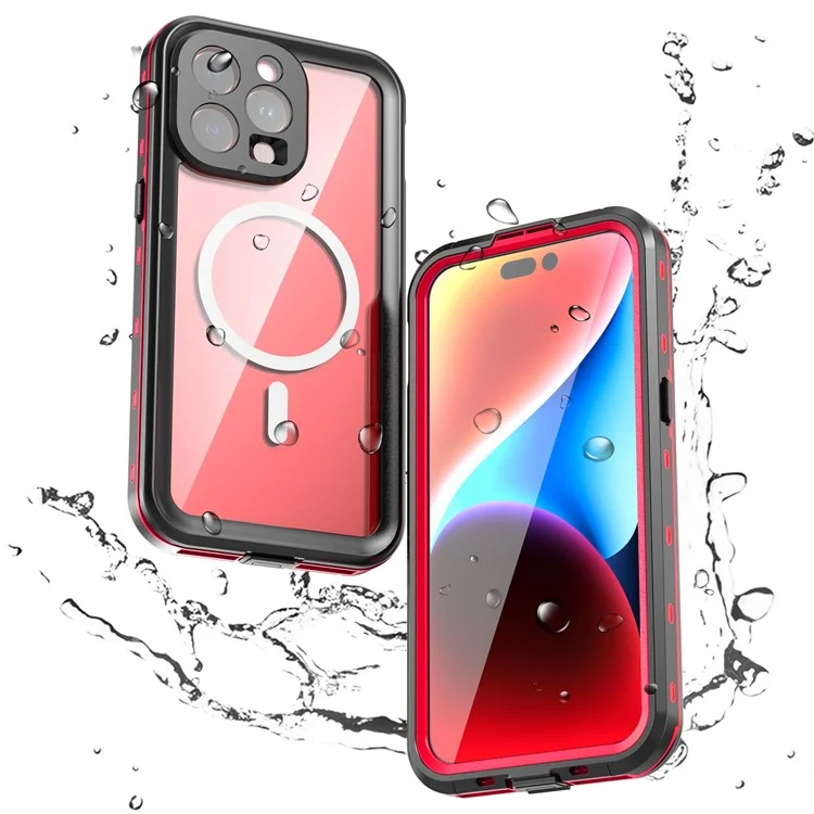 REDPEPPER Dot+ Series For iPhone 15 Pro Max Phone Case Compatible with MagSafe IP68 Waterproof Clear Phone Cover - Blue-Cellmalls