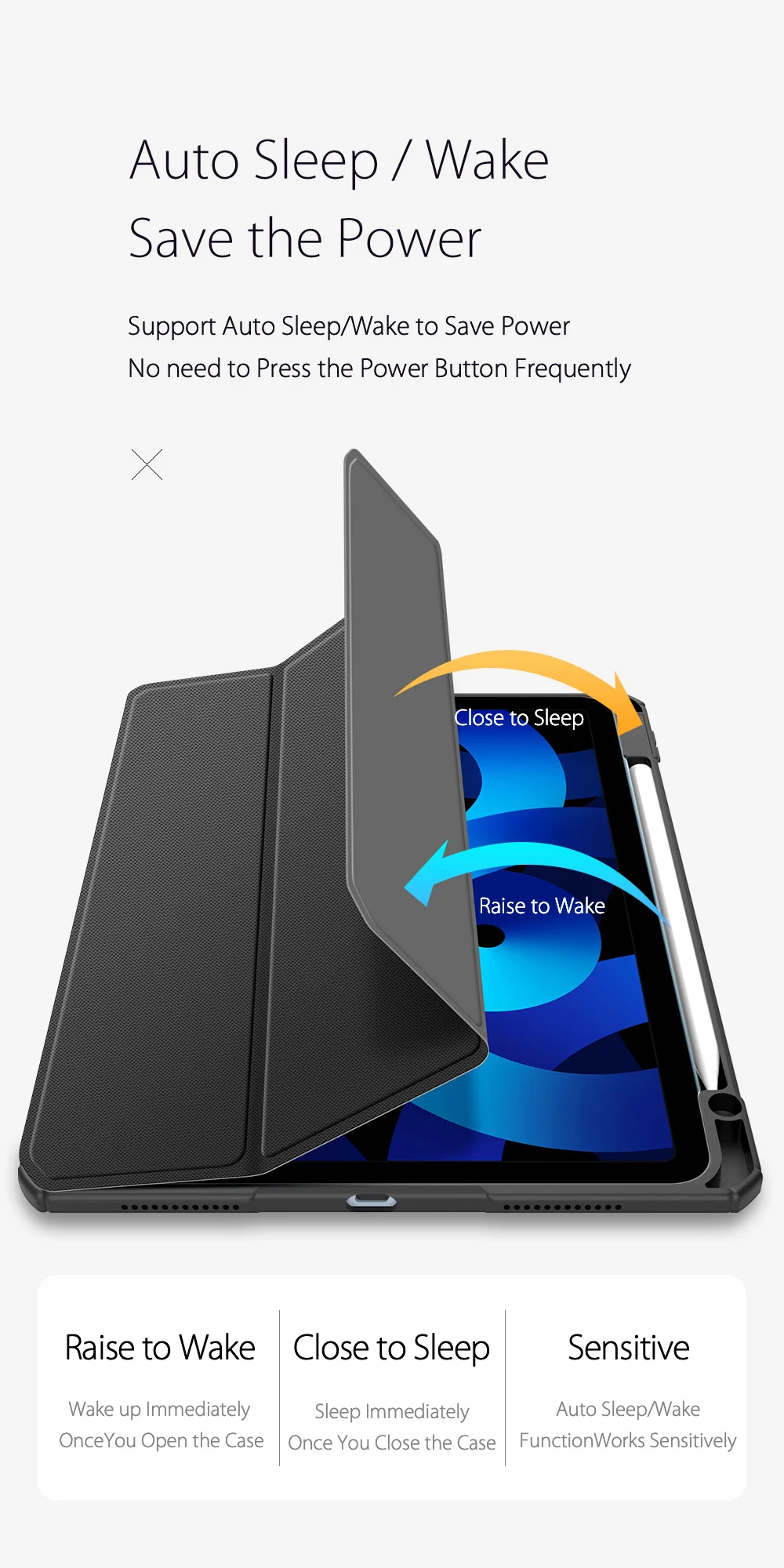 DUX DUCIS TOBY Series Leather Tri-Fold Cover Stand Case for iPad Air 11 (2025) / (2024) / Air (2020) / Air (2022) - Black-Cellmalls