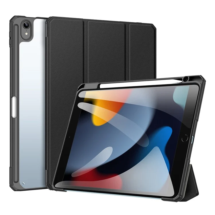 DUX DUCIS TOBY Series For Apple iPad (2025) / 10.9 (2022) TPU+PC+Leather Case Three-Fold Stand Tablet Cover with Pen Slot - Black-Cellmalls