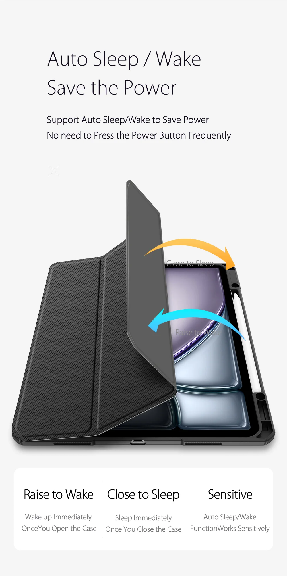 DUX DUCIS TOBY Series For iPad Air 13 (2025) / (2024) / Pro 12.9 (2018) / (2020) / (2021) / (2022) Case Leather Tri-Fold Stand Cover - Black-Cellmalls