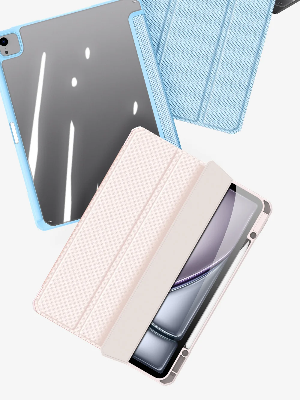 DUX DUCIS TOBY Series For iPad Air 13 (2025) / (2024) / Pro 12.9 (2018) / (2020) / (2021) / (2022) Case Leather Tri-Fold Stand Cover - Black-Cellmalls