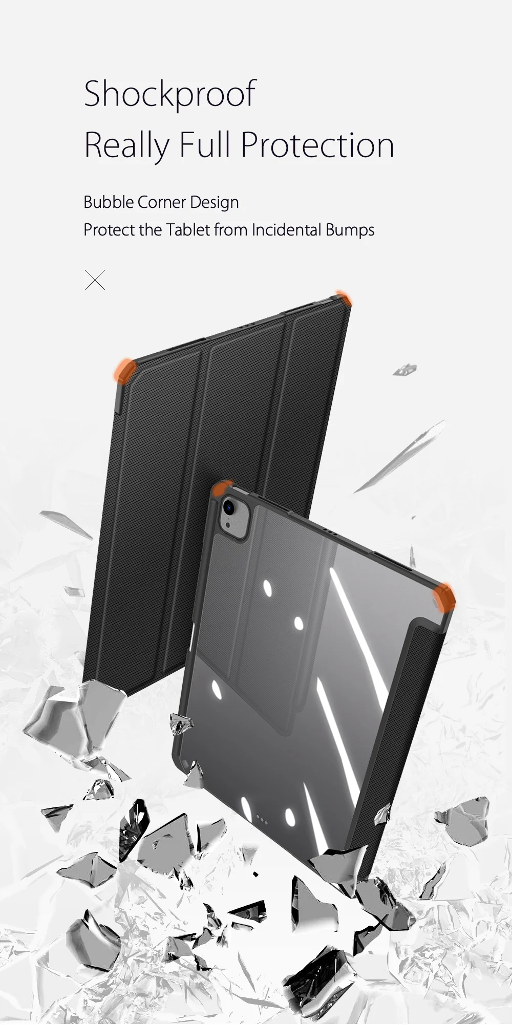 DUX DUCIS TOBY Series For iPad Air 13 (2025) / (2024) / Pro 12.9 (2018) / (2020) / (2021) / (2022) Case Leather Tri-Fold Stand Cover - Black-Cellmalls