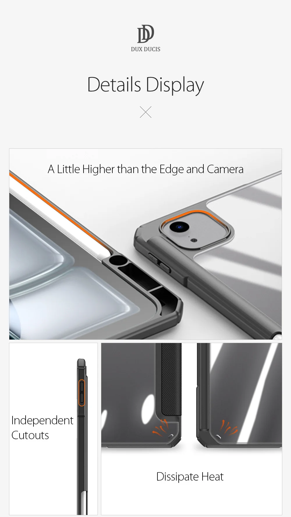 DUX DUCIS TOBY Series For iPad Air 13 (2025) / (2024) / Pro 12.9 (2018) / (2020) / (2021) / (2022) Case Leather Tri-Fold Stand Cover - Black-Cellmalls