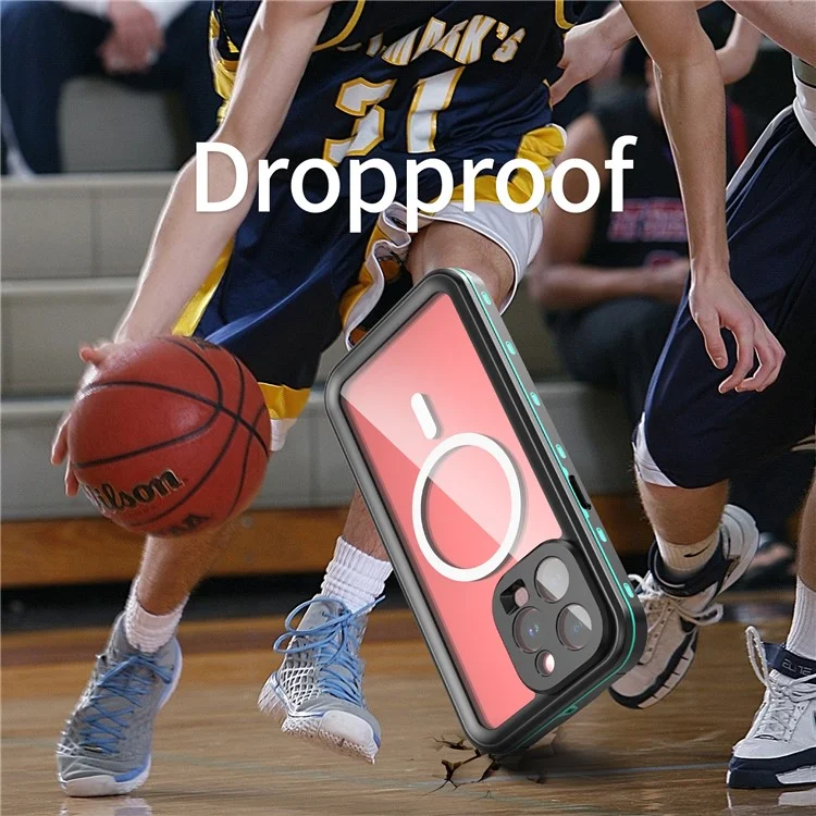 REDPEPPER Dot+ Series For iPhone 15 Pro Max Phone Case Compatible with MagSafe IP68 Waterproof Clear Phone Cover - Blue-Cellmalls