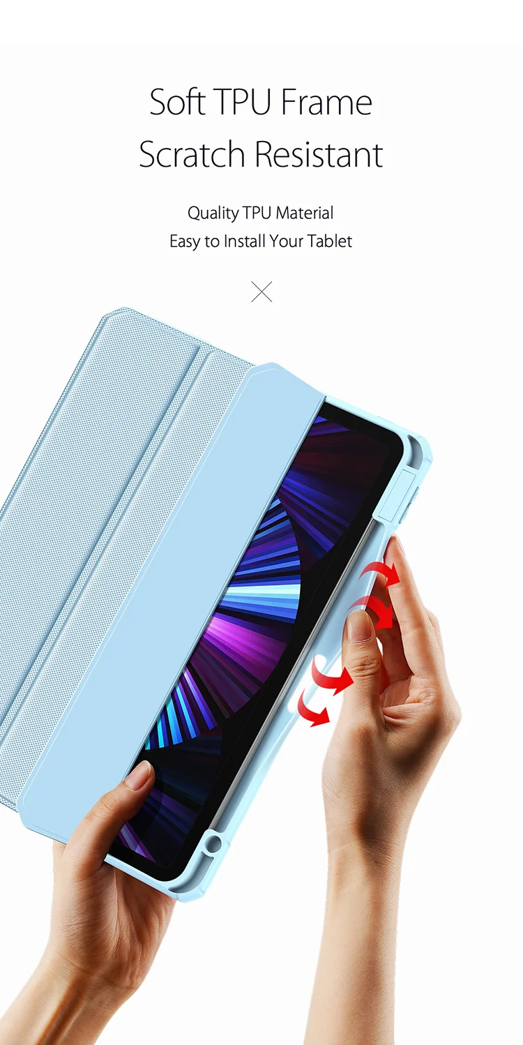 DUX DUCIS TOBY Series Tri-fold Stand Leather Smart Tablet Protective Case Cover for iPad Pro 11 (2022) / (2021) / (2020) / (2018) - Black-Cellmalls