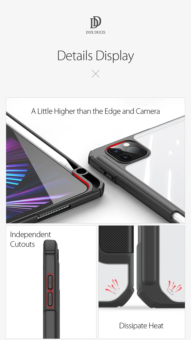 DUX DUCIS TOBY Series Tri-fold Stand Leather Smart Tablet Protective Case Cover for iPad Pro 11 (2022) / (2021) / (2020) / (2018) - Black-Cellmalls