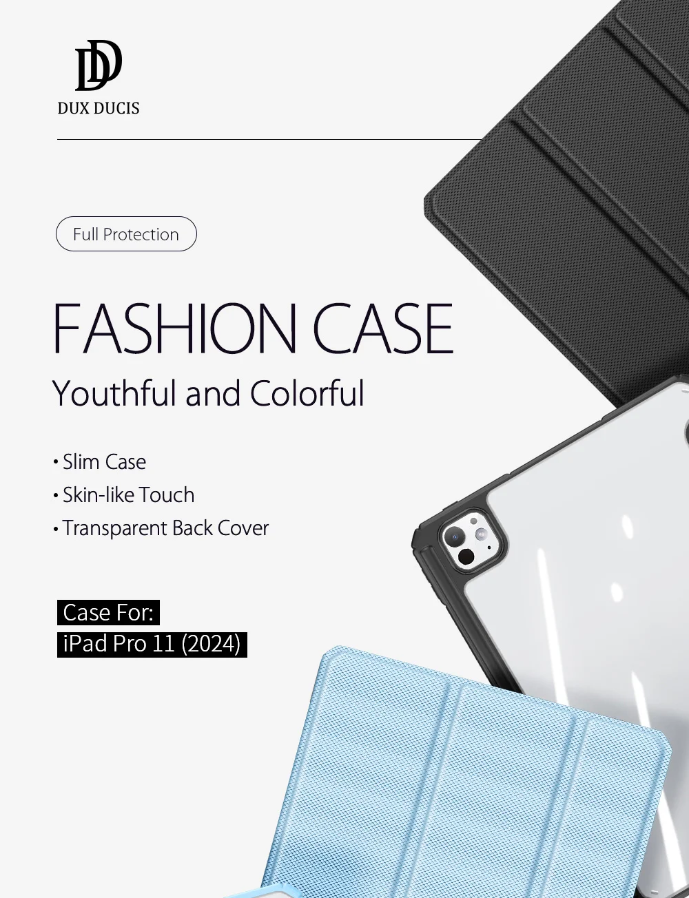 DUX DUCIS TOBY Series For iPad Pro 11 (2024) Case PU Leather Business Tri-fold Stand Tablet Cover with Pen Holder - Black-Cellmalls