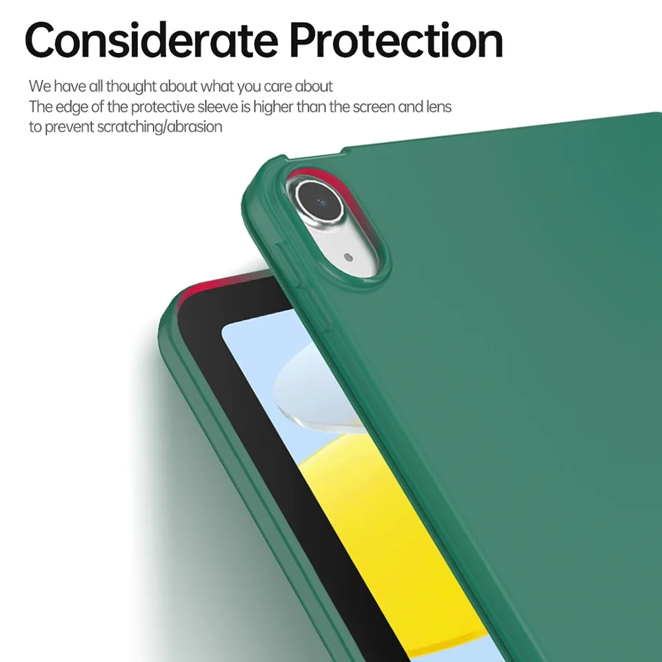 For iPad (2025) / 10.9 (2022) Trifold Stand Tablet Case Auto Wake / Sleep PU Leather Soft TPU Magnetic Shockproof Cover - Green-Cellmalls