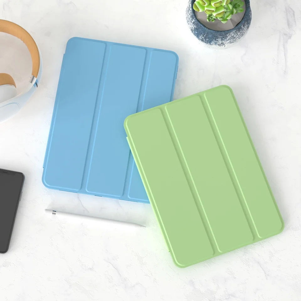 For iPad (2025) / 10.9 (2022) Trifold Stand Tablet Case Auto Wake / Sleep PU Leather Soft TPU Magnetic Shockproof Cover - Green-Cellmalls