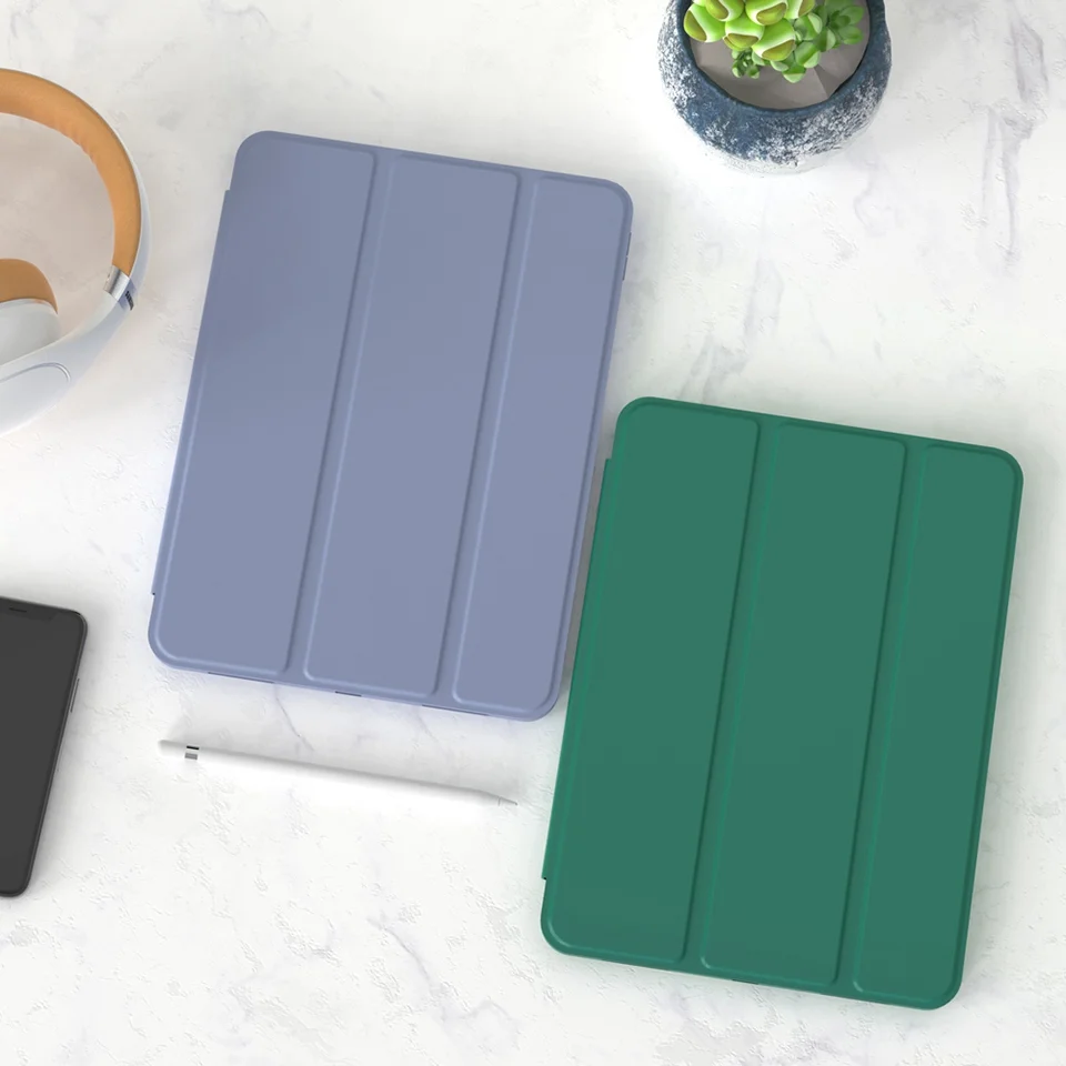 For iPad (2025) / 10.9 (2022) Trifold Stand Tablet Case Auto Wake / Sleep PU Leather Soft TPU Magnetic Shockproof Cover - Green-Cellmalls