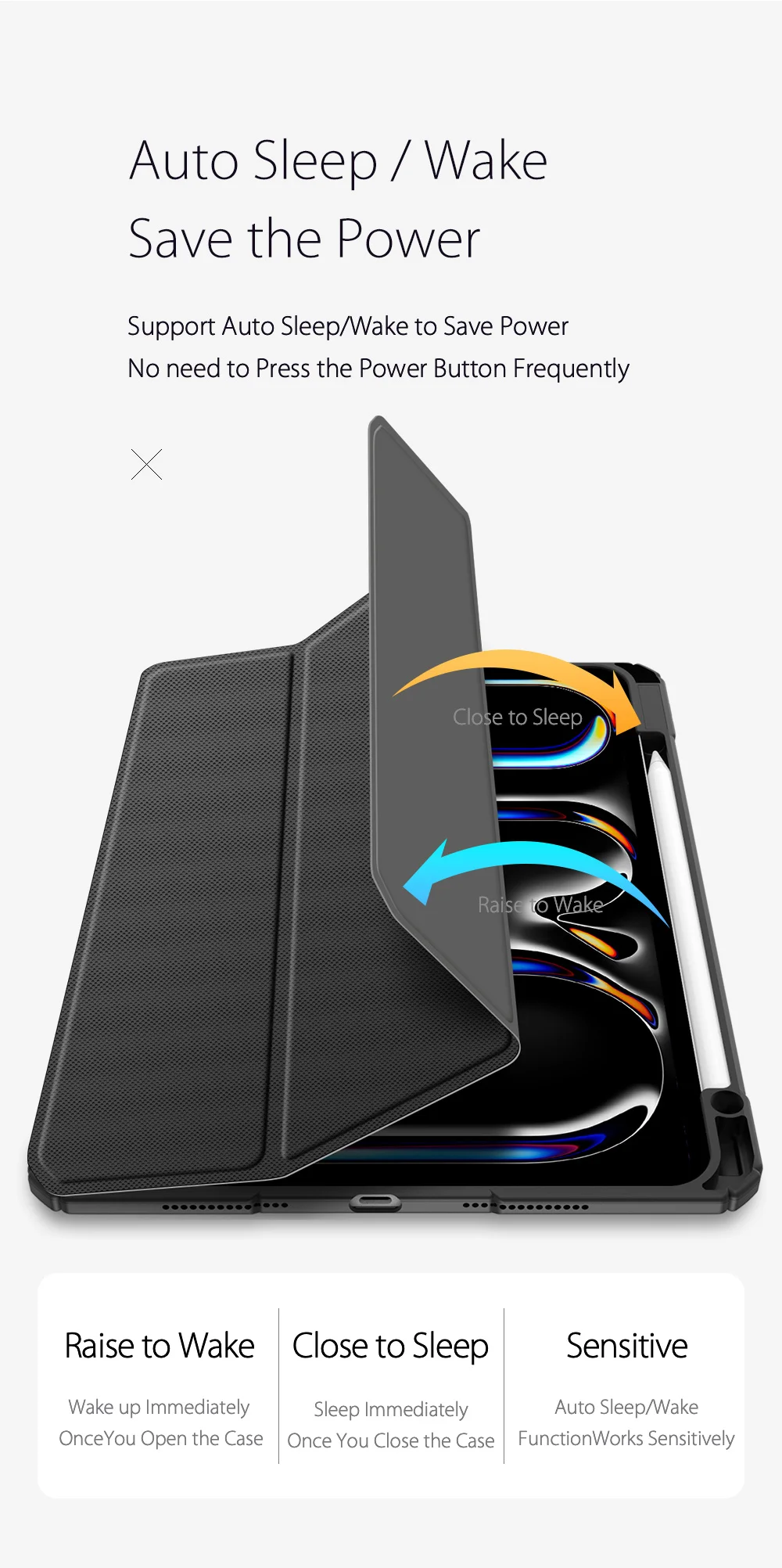 DUX DUCIS TOBY Series For iPad Pro 11 (2024) Case PU Leather Business Tri-fold Stand Tablet Cover with Pen Holder - Black-Cellmalls