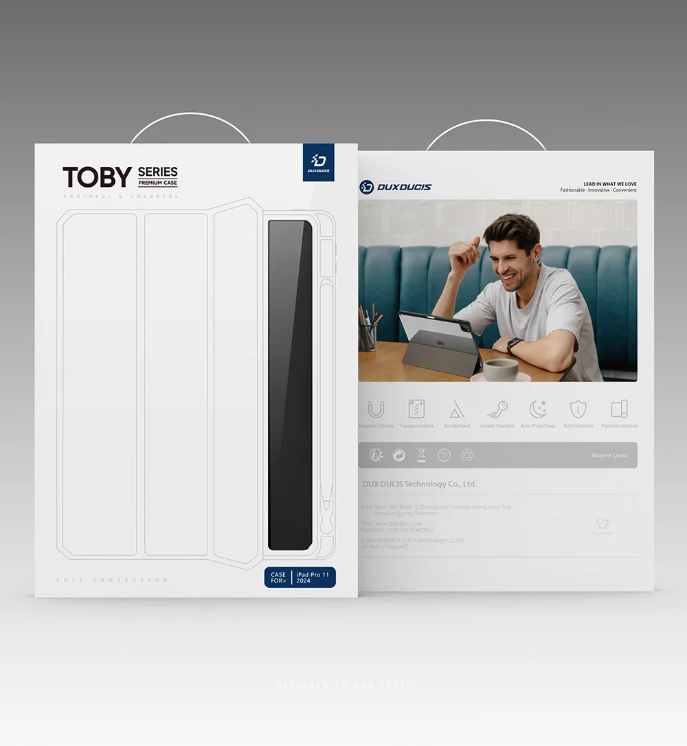 DUX DUCIS TOBY Series For iPad Pro 11 (2024) Case PU Leather Business Tri-fold Stand Tablet Cover with Pen Holder - Black-Cellmalls