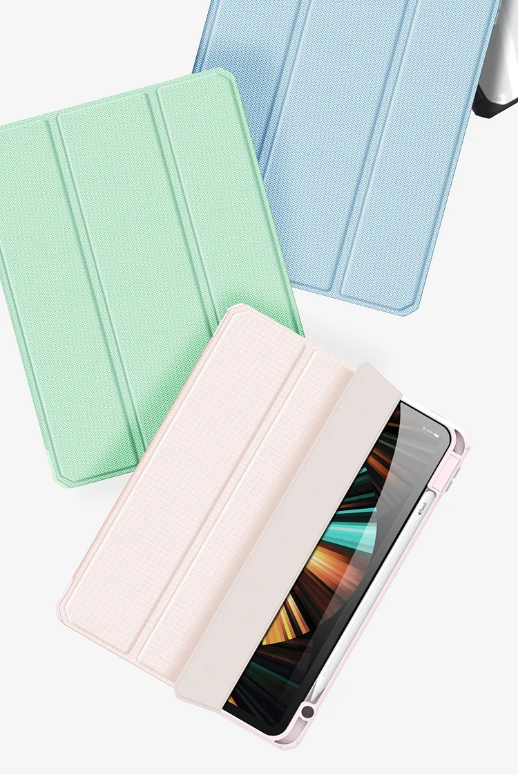 DUX DUCIS TOBY Series Tri-fold Stand Smart Premium Leather Tablet Case Cover for iPad Pro 12.9 (2022) / (2021) / (2020) / (2018) - Black-Cellmalls